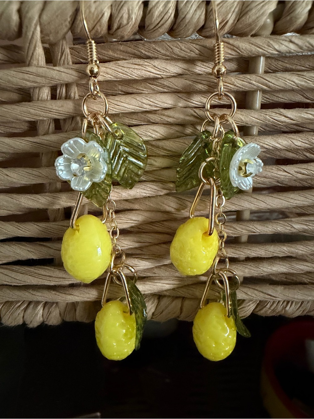 Handmade Lemon Drop Dangle Earrings - Yellow & Green Women Jewelry